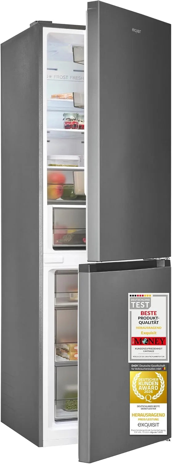 Exquisit Kühl-Gefrierkombination, 337 L, No Frost, Kühlschrank mit Gefrierfach