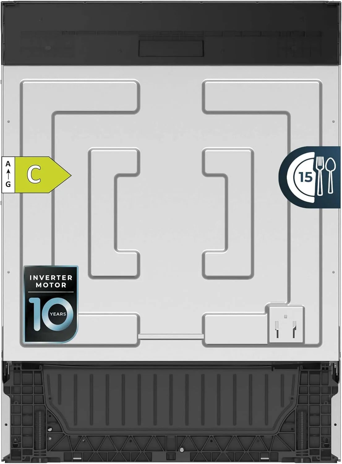 Cecotec Bolero Aguazero 6620 Geschirrspüler, 60 cm, 1850 W, 8 Programme, Einbau, Inverter, 15 Gedecke, Smart Wash, 1850W, FullColor Bildschirm