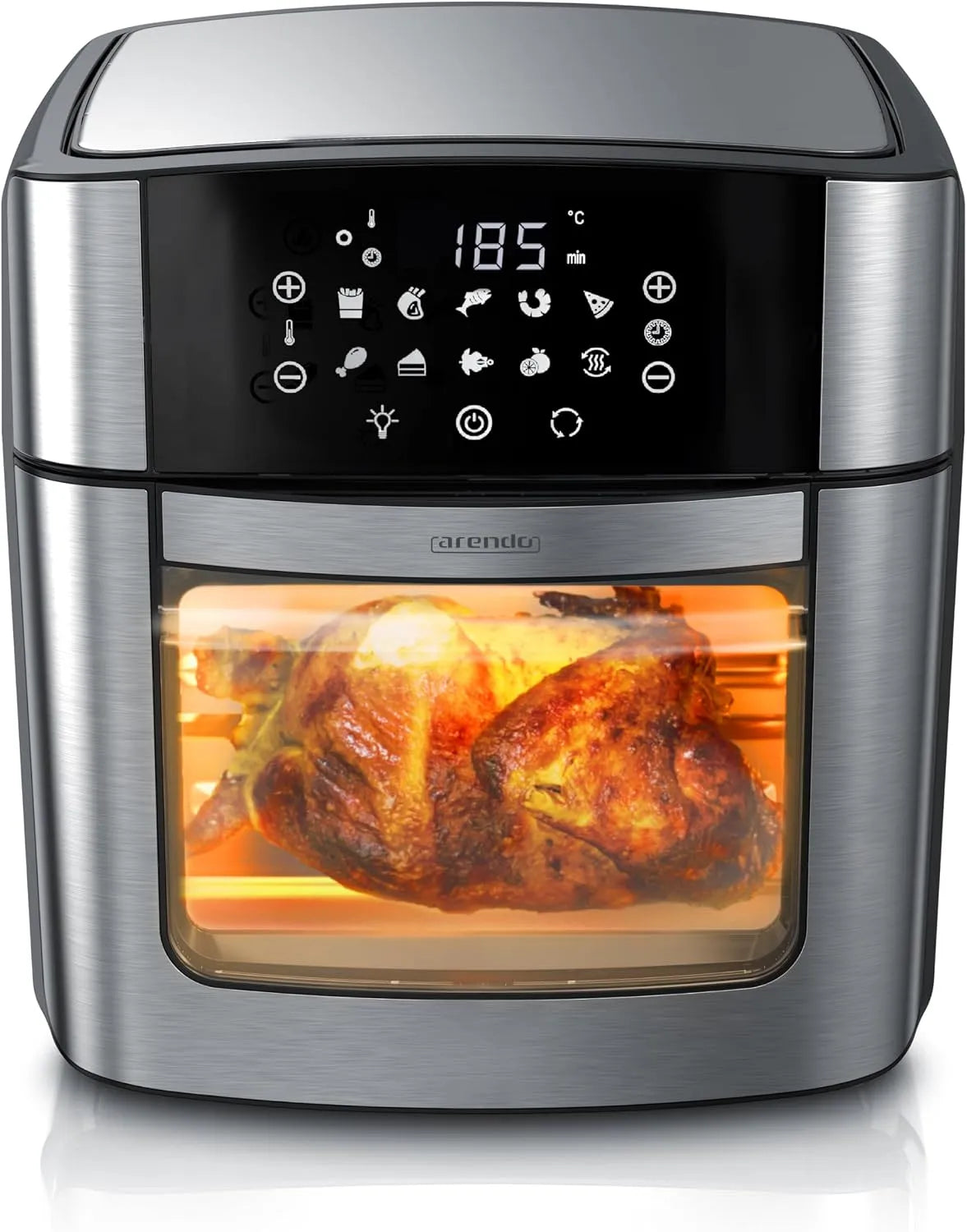 Elektrischer Pizzaofen, 16 L, Touch-Bedienung, Grill, Schwarz, Pizza Hähnchen Pommes, Touchscreen, BPA frei