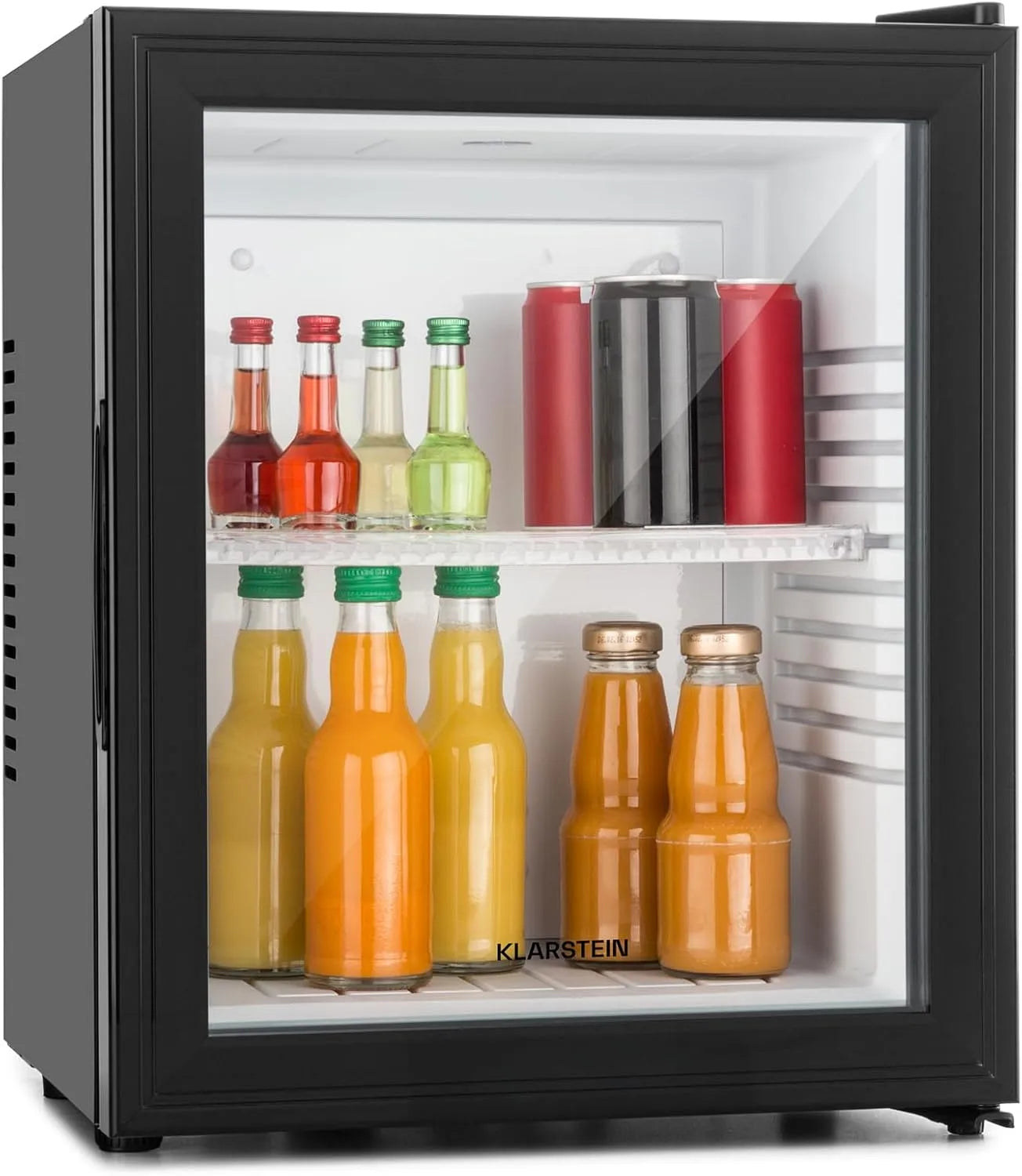 Klarstein Kühlschrank, 23 L, 5 bis 15 °C, Glas, leise, Verstellbare Ablagen, Kleiner Skincare 5-15°C, Klein & Leise, 23L, für Getränke, Snacks &