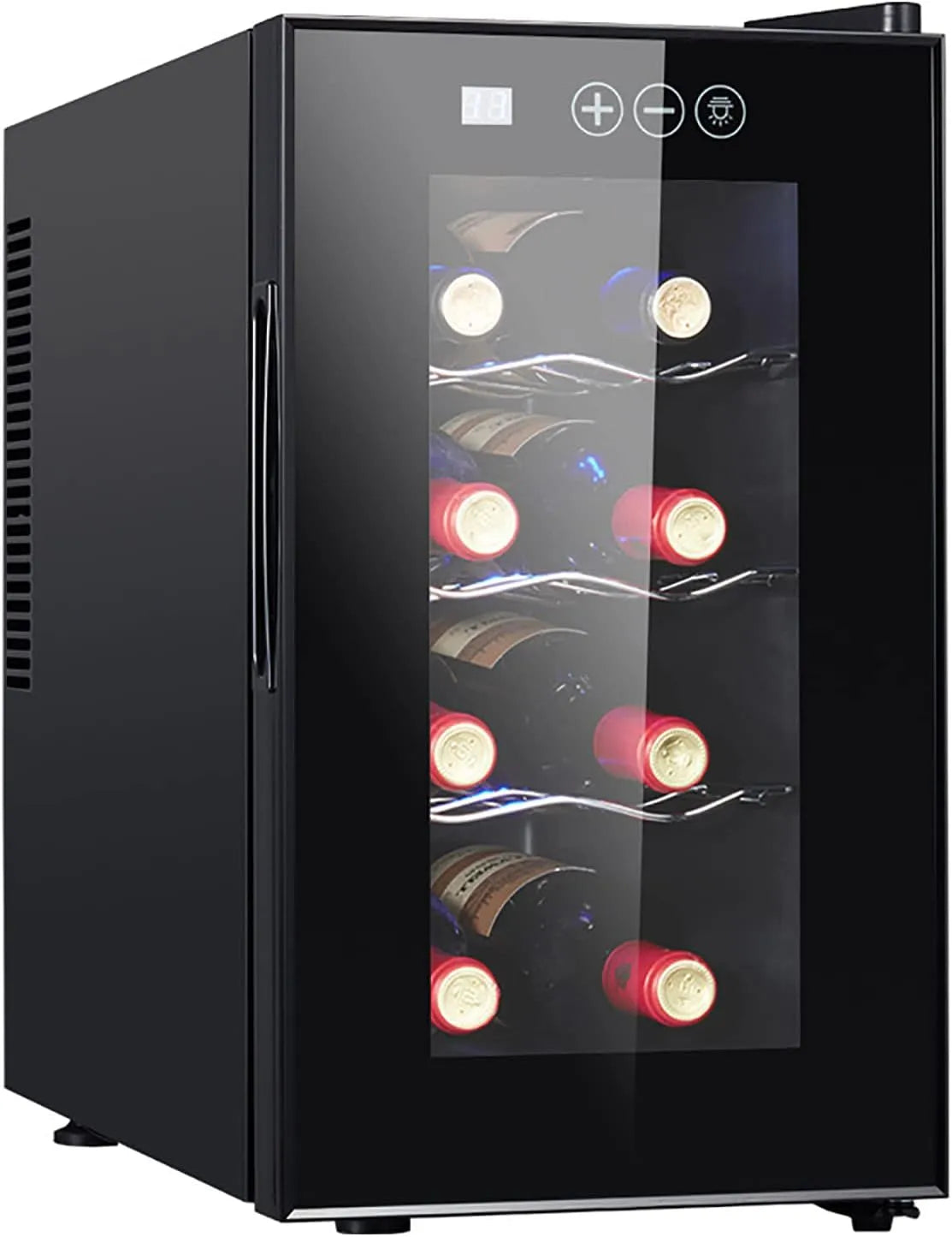 Weinkühlschrank, 8 Flaschen, Glas, freistehend, leise, Weinkeller, freistehender Kühlschrank