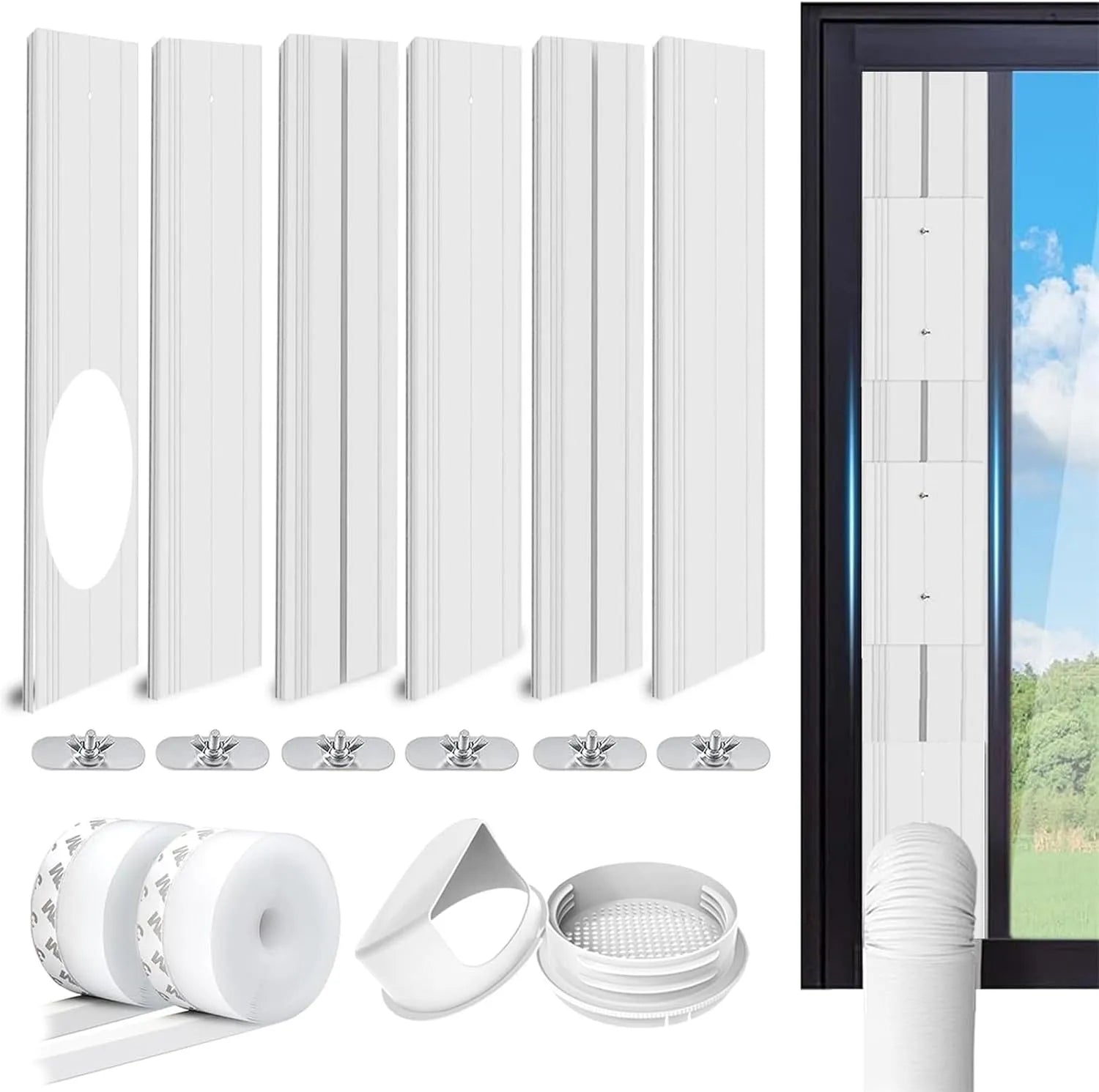 Wäschetrockner, 225 cm, Ablufttrockner, Fensterabdichtung Platte für Mobile Klimageräte, Hot Air Stop zum Anbringen an Fenster, Dachfenster