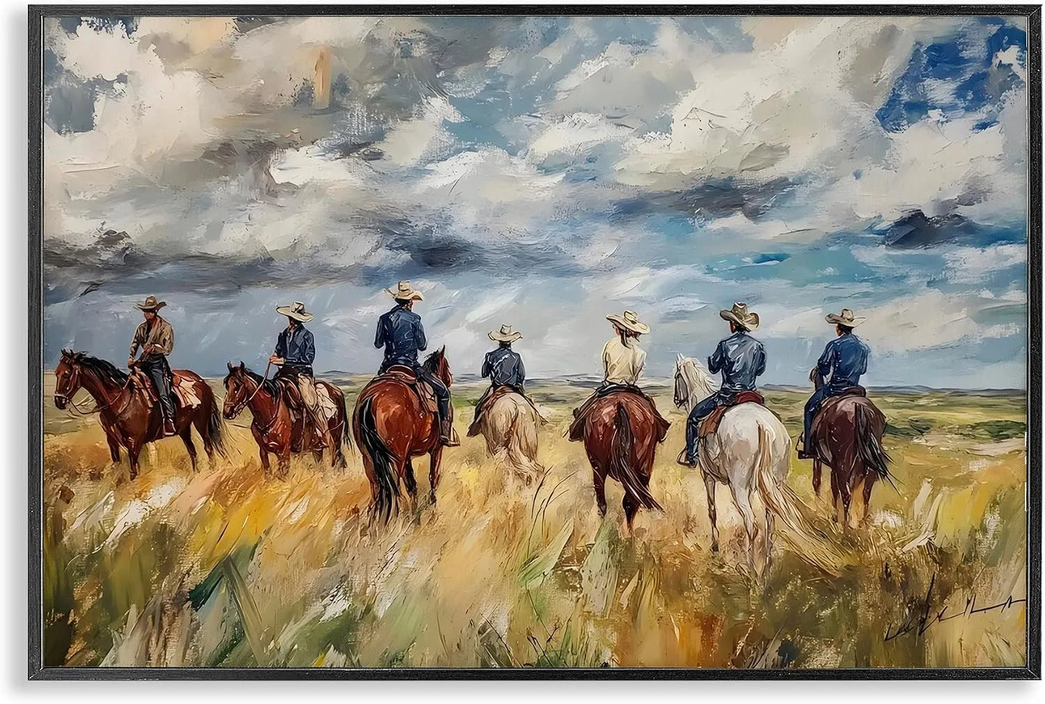 Produkt gerahmt, Stupell Industries Western Riders Herd Giclée-Kunst, Design von Franklyn Gregory, 6 x 61 cm, 40, Schwarz